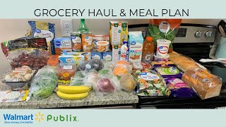 GROCERY HAUL \& MEAL PLAN | BUDGET FRIENDLY | WALMART GROCERY PICKUP | PUBLIX  | FAMILY OF TWO