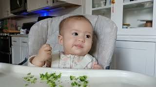 Manhattan Just Turn 7 Month Of Age She Eat Broccoli 🥦 With Cereal Look At Her So Cutest Baby Girl