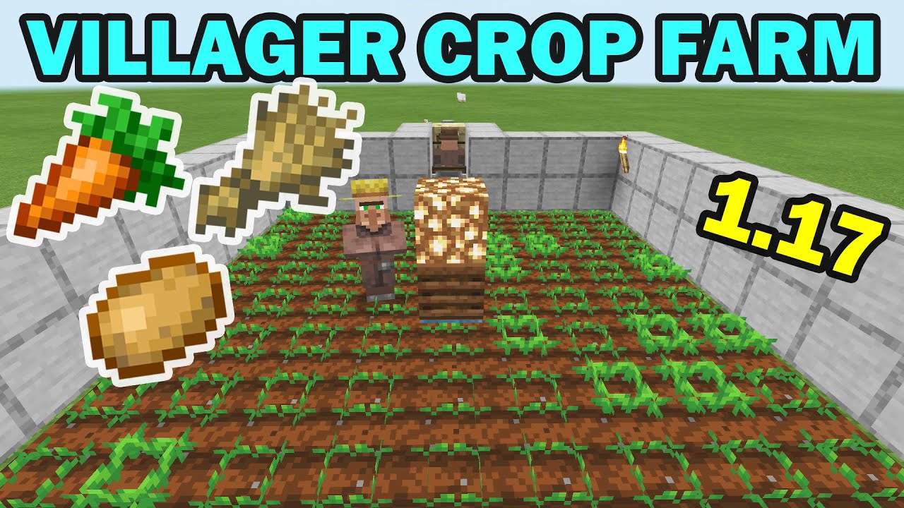 (EASY) VILLAGER POWERED CROP FARM (Wheat, Carrot, Potato)(Minecraft