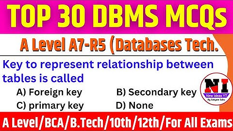 A Level DataBases Technologies(a7-r5) | Database MCQs with Answers | DBMS questions with Answers