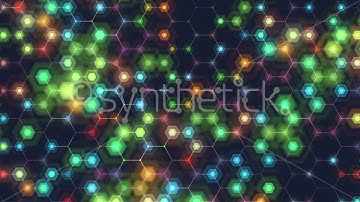 Stock video. Hexagons network loop. Abstract honeycomb mesh with pulsing hexagons on dark blue.