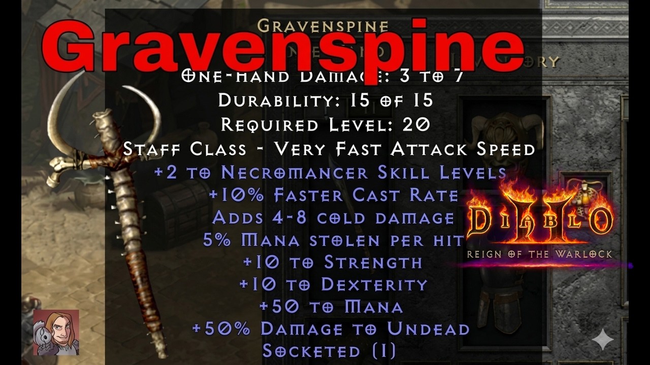 D2R RotW Updated Uniques - Gravenspine (Bone Wand)