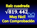 8. Cómo calcular una RAIZ CUADRADA CON PUNTO DECIMAL, con comprobación. EJERCICIO RESUELTO