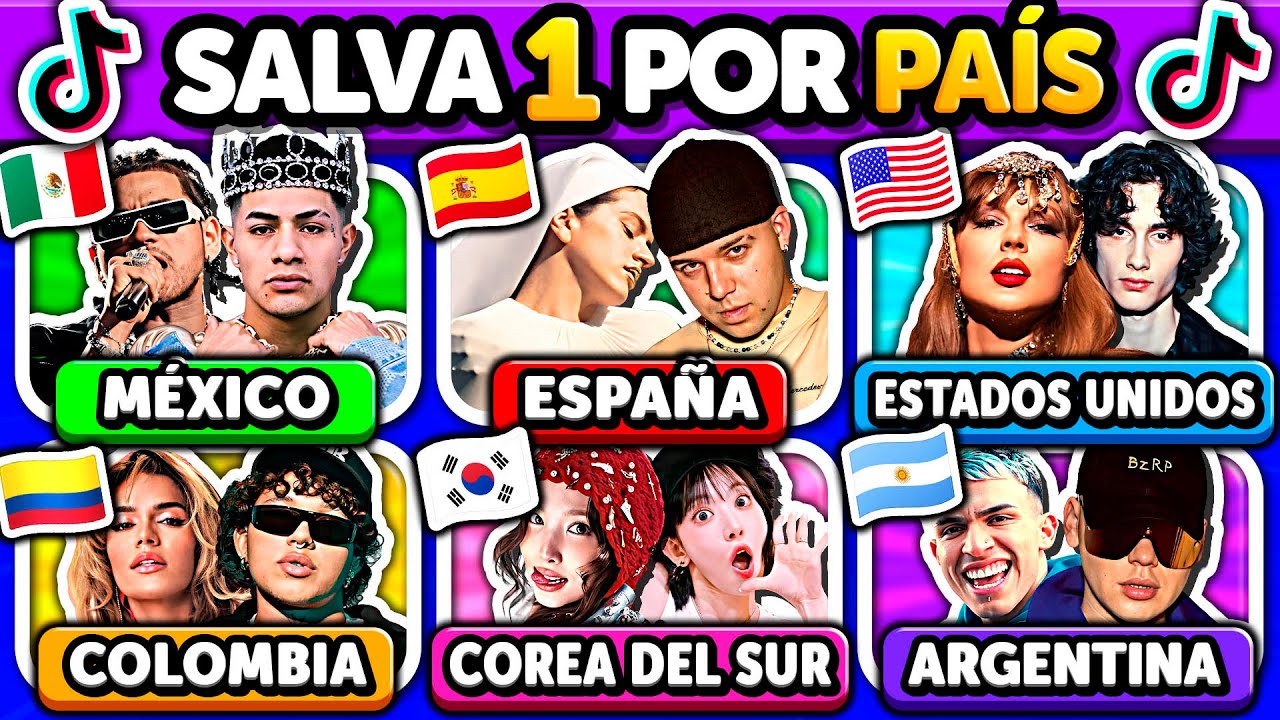 Salva Una Canción Viral por CADA PAÍS 🇦🇷🇰🇷🇲🇽 Canciones en Tendencia de Países 🎶🤯 | Club Quiz Trivia