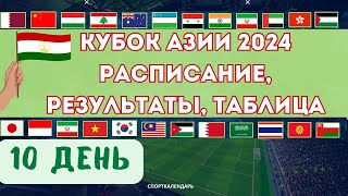 Кубок Азии 2024  Таджикистан в плей офф! 10 день  Расписание, результаты, таблица, бомбардиры