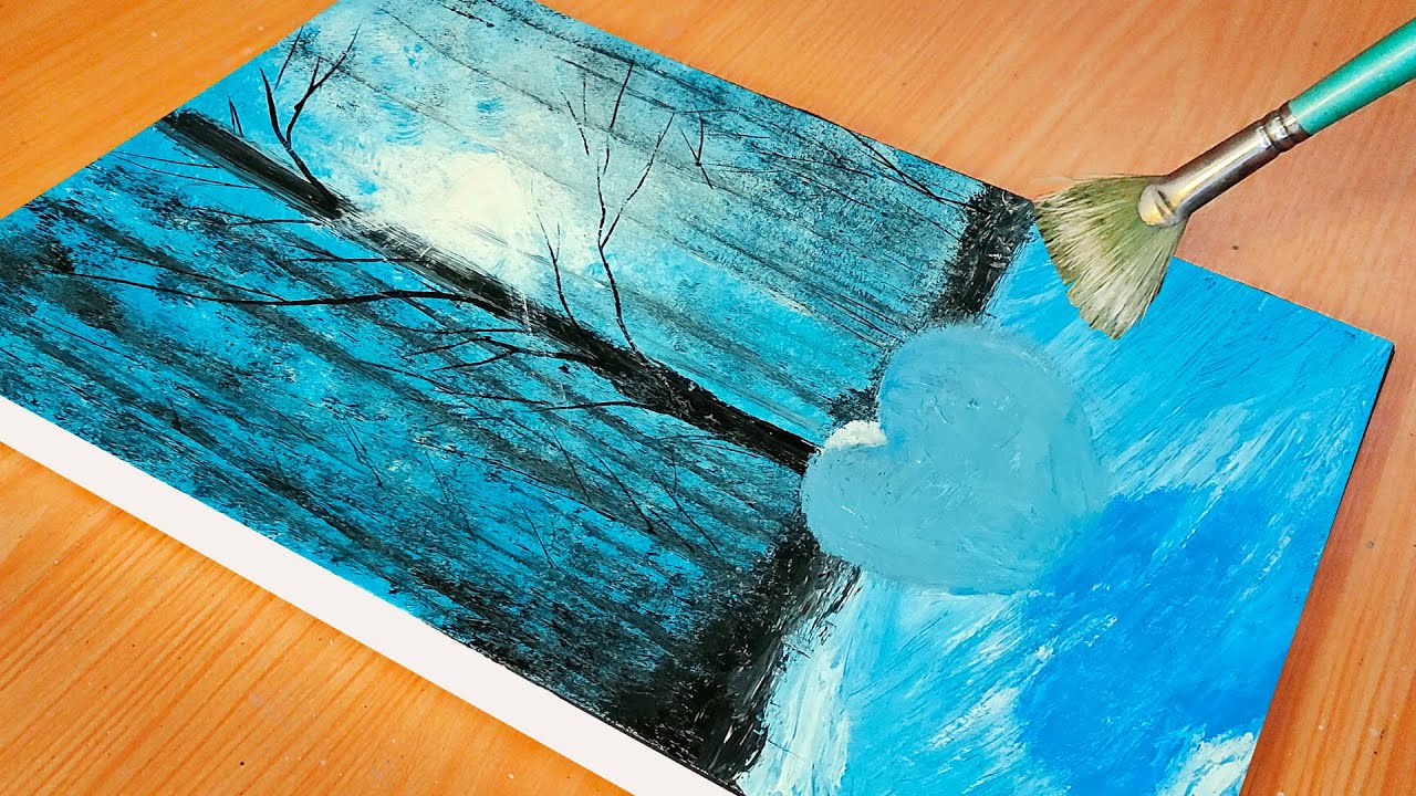 Winter Acrylic Painting ( Easiest Way To Paint Winter Love ) YouTube