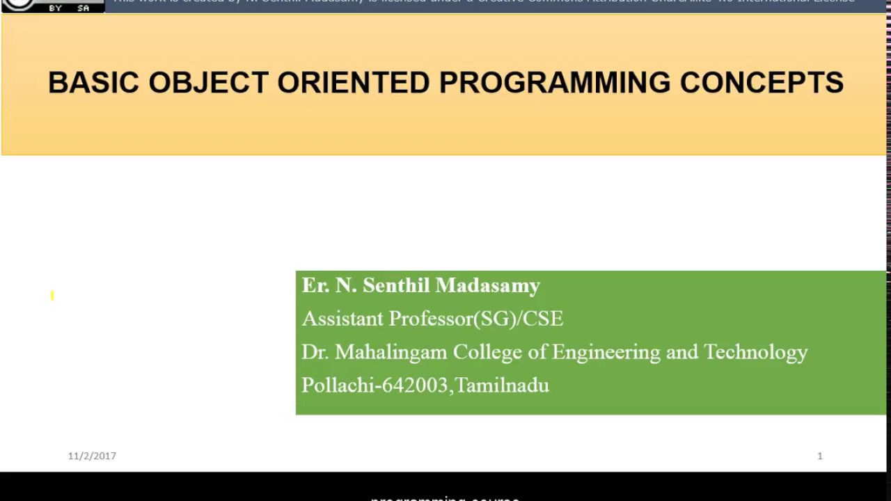 Object Oriented Concept by N  Senthil Madasamy