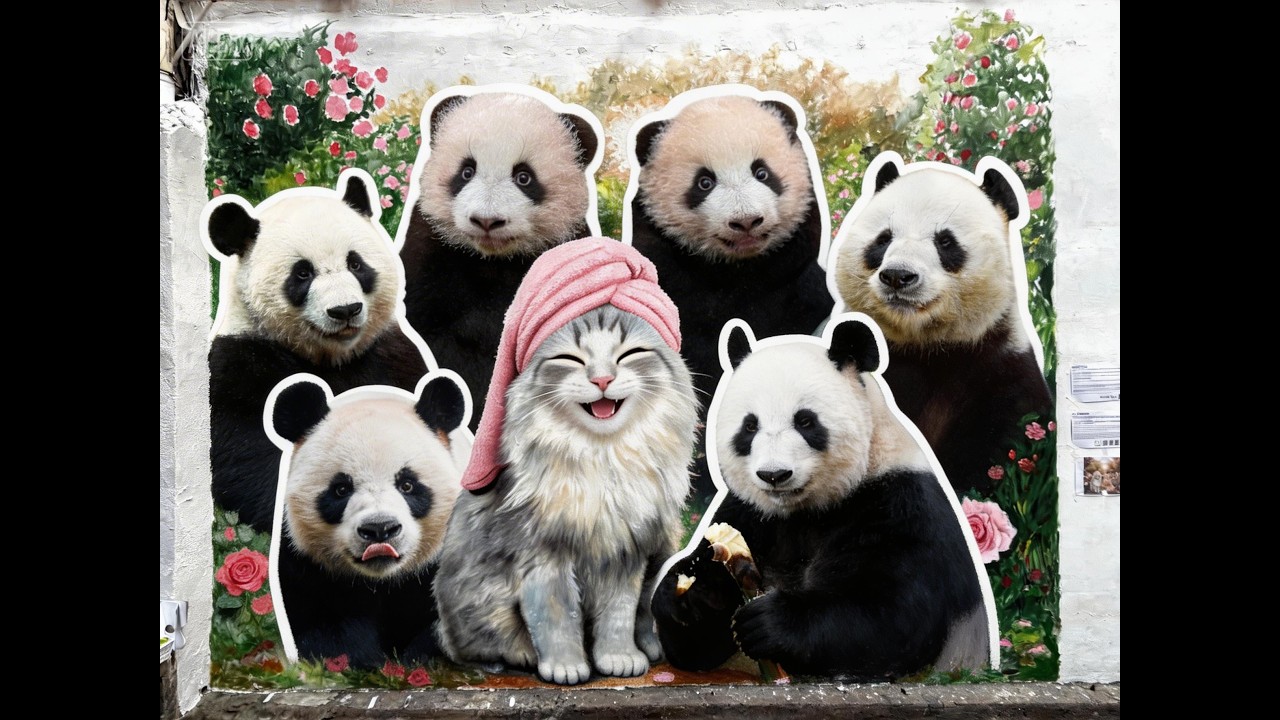 香港油麻地巨型大熊貓壁畫?? 丨香港Art Dreamers, Project C, 油麻地地鐵站D出口丨香港大熊貓,盈盈樂樂,安安可可,家姐細佬,加加得得