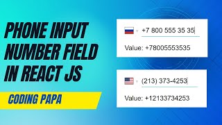 phone input react Js in hindi | react js mobile number input | phone input react coding papa