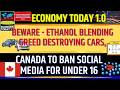 Beware - Excess Ethanol Blending Greed Destroying Cars, Canada to Ban Social Media for under 16