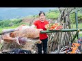Outdoor cooking adventure cooking a whole huge ostrich  ella daily life