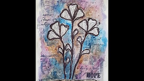 Mixed media Art Journal page - Doodled Focal Point