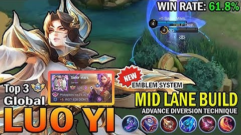 LUO YI TOP GLOBAL GAMEPLAY | MID LANE BUILD, ADVANCE DIVERSION TECHNIQUE | MOBILE LEGENDS