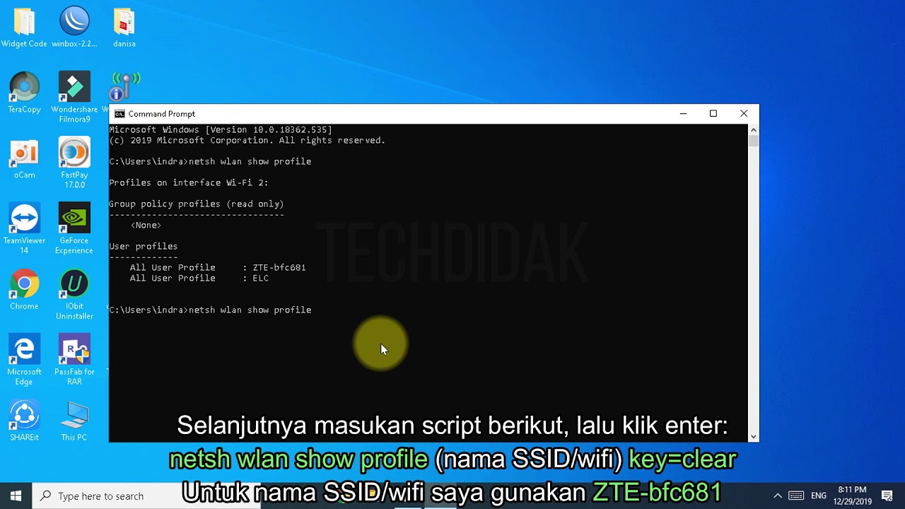 Cara melihat semua password wifi yang tersimpan di laptop youtube