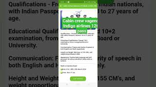 Indigo airlines cabin crew vagency 12th pass