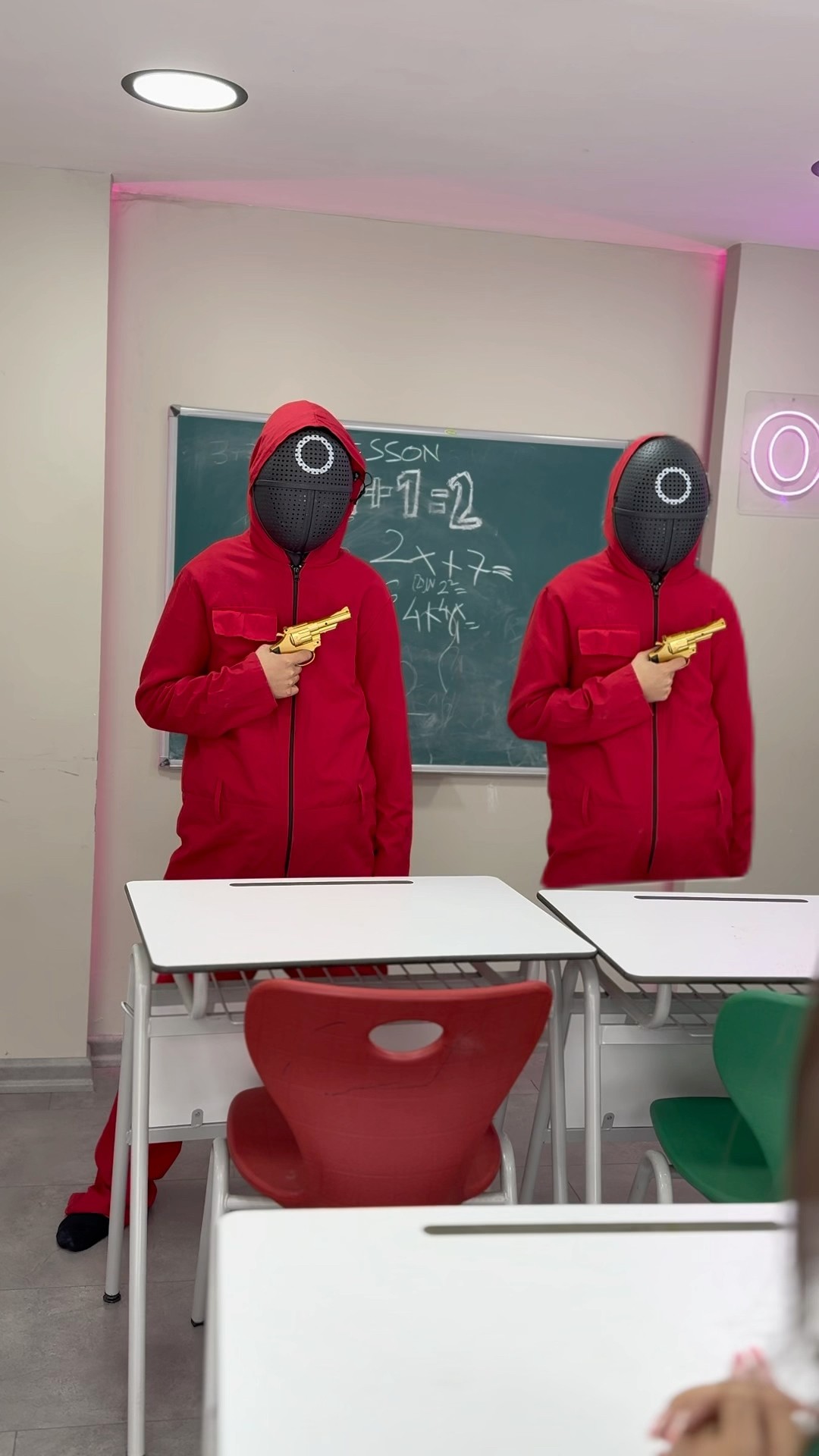 Funny Kid and Squid Game Soldiers