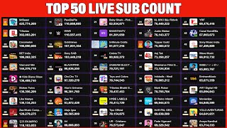 Download Lagu Top 50 YouTube Live Sub Count - MrBeast, T-Series \u0026 More! MP3