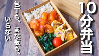 【 10分弁当 】冷凍エビでミニエビチリ弁当〜包丁もまな板もいらない【 bento 】(368)