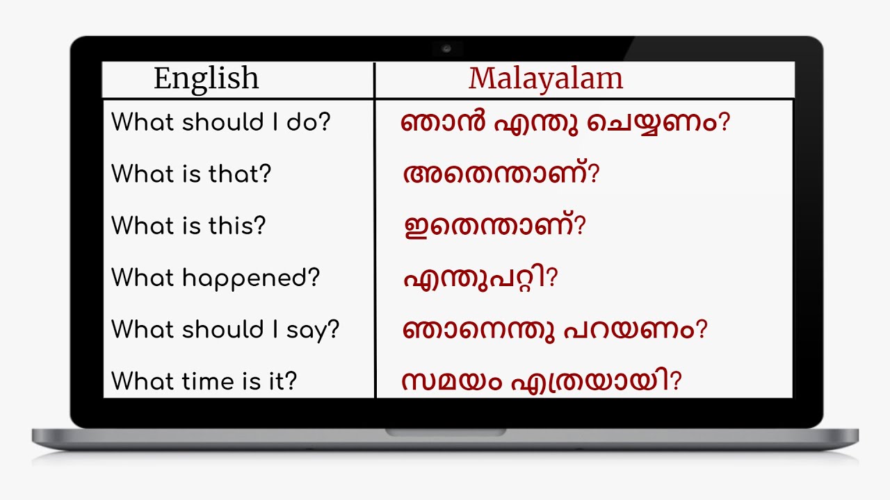 english to malayalam assignment