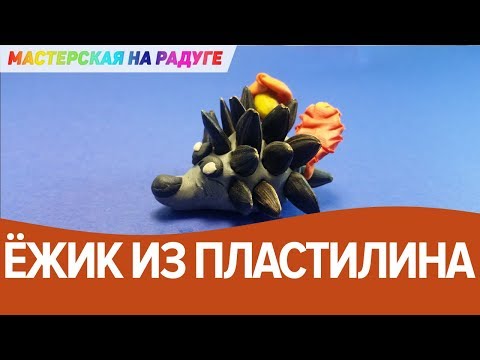 Как слепить ёжика из пластилина и семечек. Детская поделка.