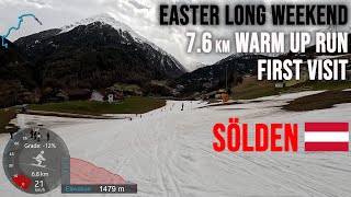 [4K] Skiing Sölden, First Visit - 7.6km Spring Morning Warm Up - Red & Black, Austria, GoPro HERO11