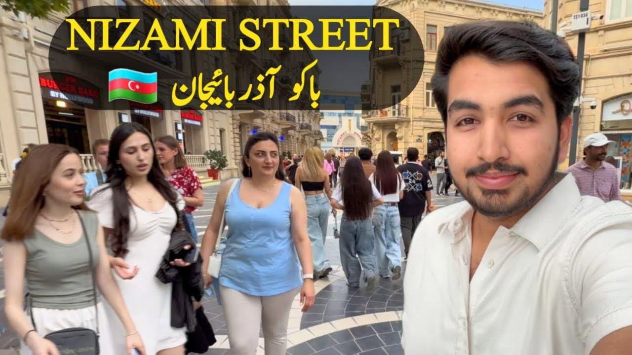 Nizami Street Azerbaijan Baku city walking tour | 4k HDR 