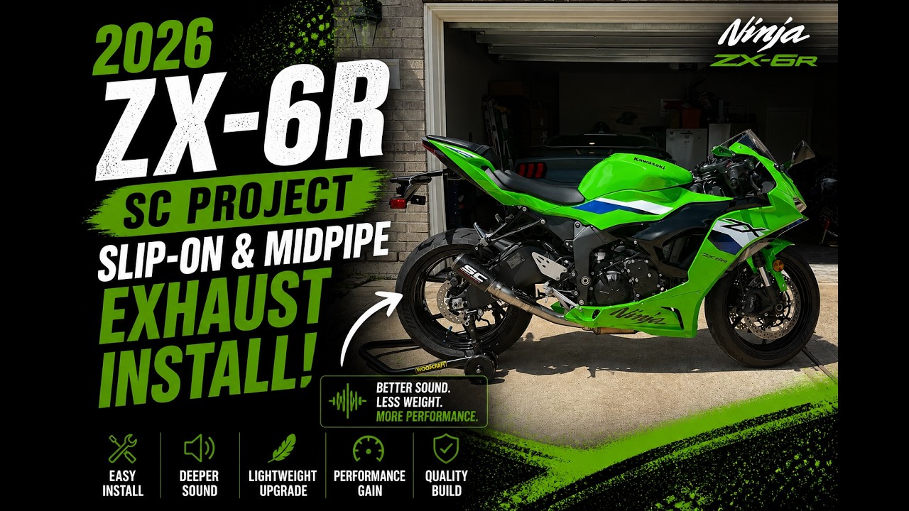 2026 ZX6R SC Project Exhaust Install! Slip-On + Midpipe Sounds