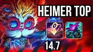 HEIMER vs URGOT (TOP) | 8 solo kills, Rank 8 Heimer, 500+ games | NA Grandmaster | 14.7