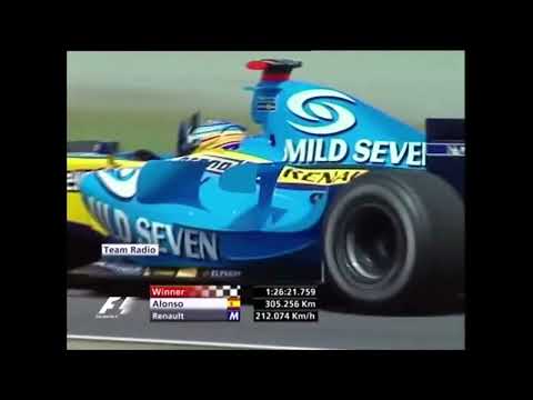Alonso wins his first Spanish GP (last laps + podium) - Spain GP 2006