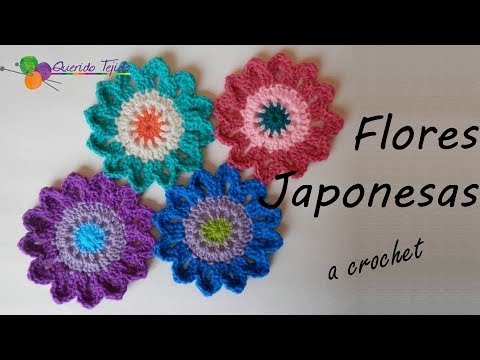 Flores Japonesas a crochet - How to crochet Japanese Flowers ENGLISH SUB