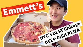 AMAZING Chicago Deep Dish PIZZA in NYC! Emmett's Pizza