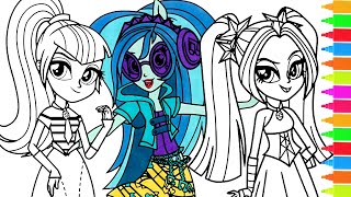 Coloring My Little Pony Equestria Girls DJ Pon Sonata Dusk Aria Blaze | MLP Coloring Book Page