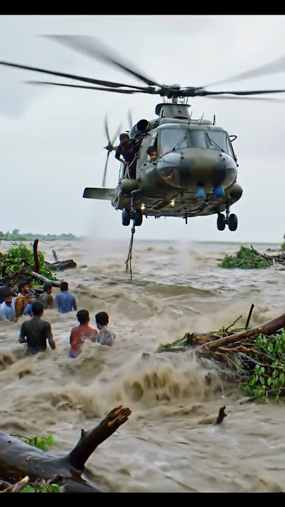 Helicopter Rescue Amid the Storm #trending #shorts #flood #viralvideo