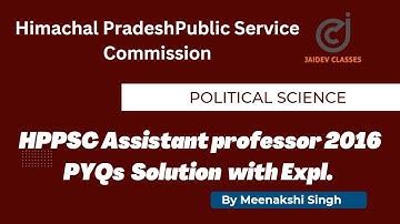 HPPSC Assistant professor 2016 PYQs  Solution with Expl.  Part 2I NTA UGC NET/SET I Meenakshi Singh