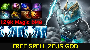 Crazy ZEUS 129K MAGIC Damage Arcane Blink FREE SPELL EASY Counter Tinker 7.28 DotA 2