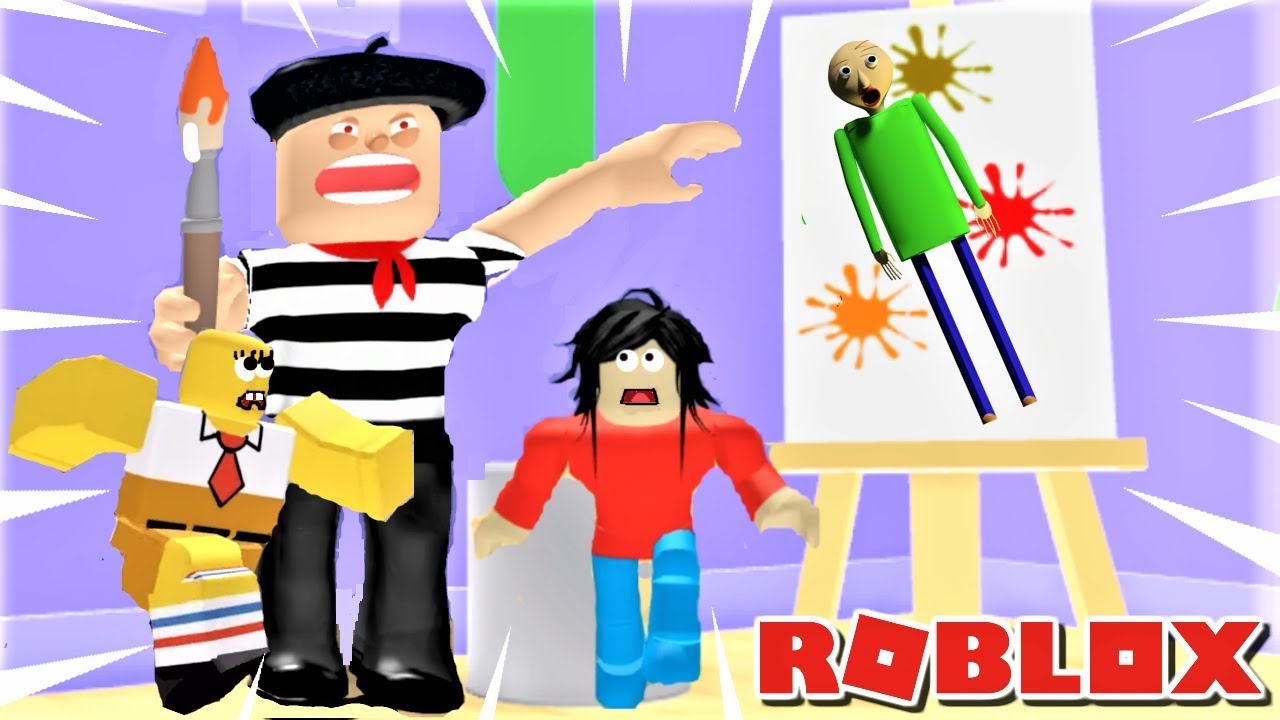 Escape The Evil Artist As Baldi Playtime Spongebob The Weird Side Of Roblox Art Shop Obby Youtube - escape the art shop obby roblox