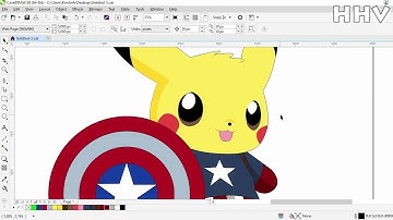 CorelDRAW - How to Draw Pikachu Captain America in CorelDRAW