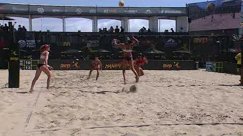 Sarah Sponcil Digs a Big Swing and Completes the Kill | AVP Manhattan Beach Open 2021