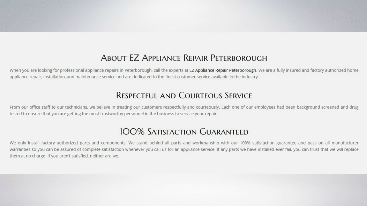 Top Appliance Repair Peterborough EZ Appliance Repair Peterborough