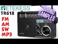 Retekess TR618 Portable FM AM SW MP3 Radio. Review   Sound test