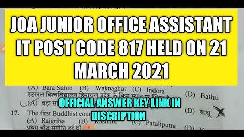Hpssc Hamirpur JOA (IT) Post Code 817 Answer key !! Paper Solve Part 01 !! Junior office Assistant