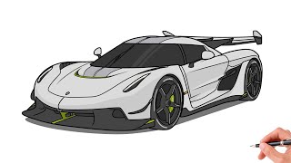 How to draw a KOENIGSEGG JESKO 2020 / drawing koenigsegg jesko 2019 sports car