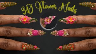 TRENDING 3D FLOWER NAILS🌺| JinB HARD GEL | Morovan soild gel | dried flowers #nails #pressonnails