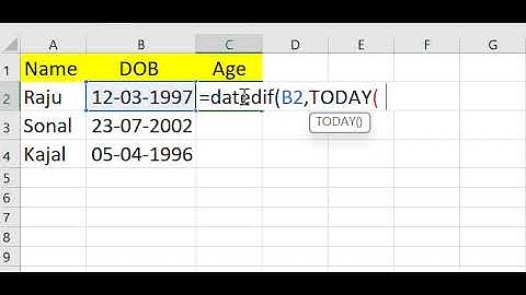 age calculating in excel | age calculate in excel