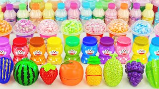 Satisfying Video l Mixing All My Slime Smoothie into Making Rainbow Clay &amp; Fruits Cutting ASMR