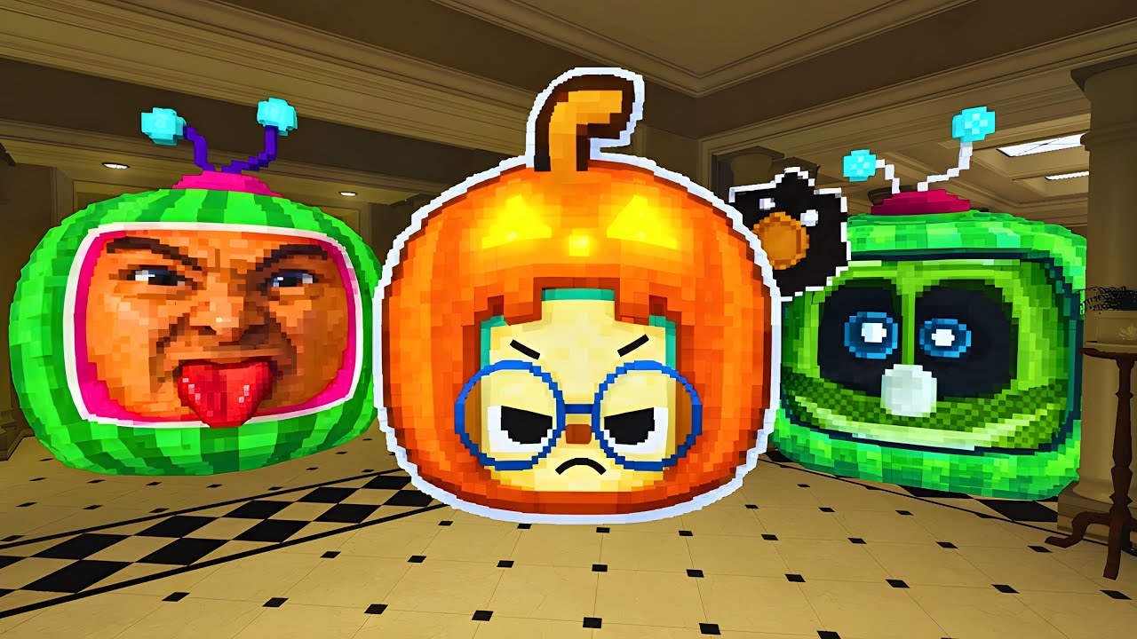 TRIPLE MINECRAFTIFIED NEXTBOTS of PUMPKIN Hogi, WACKY Cocomartin & CocoGummy CHASE l Garry's Mod