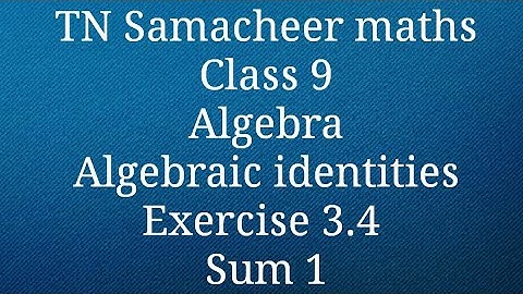 Sum 1 Exercise 3.4 Algebra Class 9 Tamilnadu Samacheer maths Nithyaganesh Maths