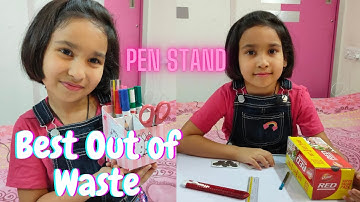 Best out of waste idea | DIY | pen stand made by Pari | Card board craft idea | LearnWithPari
