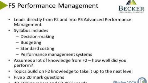 F5 Performance Management: Getting Started on your ACCA Skills Papers