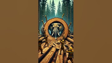 🤯rescue elephant from giant log #animals #funny #shorts